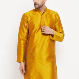 VASTRAMAY Mandarin Collar Silk Blend Straight Kurta-picture-51