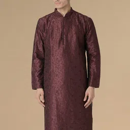 Sanwara Mandarin Collar Woven Design Thread Work Jacquard Straight Kurta-picture-35