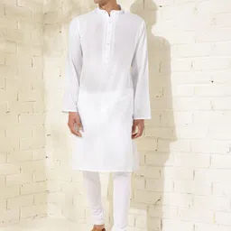 Fabindia Slim Fit Mandarin Collar Cotton Dobby A-Line Kurta-image-25