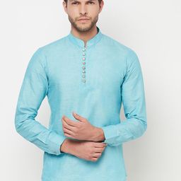 Purple State Men Blue Linen Kurta-picture-12