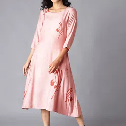 W Women Pink Floral Kurta-image-36