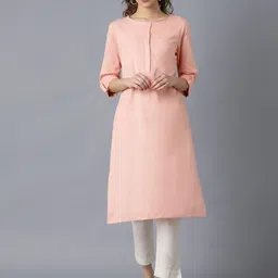 W Women Pink Thread Work Kurta-image-81