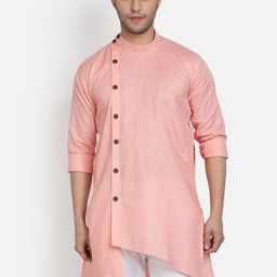 Armaan Ethnic Men Asymmetric Band Collar Cotton Kurta-picture-45