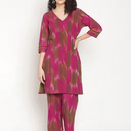 Abhishti Printed V-Neck Straight Kurta With Back Tie-Up Detail-image-73