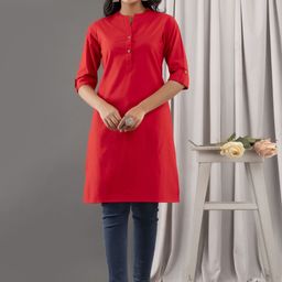 Kohsh Mandarin Collar Roll-Up Sleeves Pure Cotton Straight Kurta-picture-46