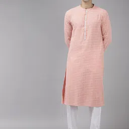 See Designs Men Peach-Coloured Geometric Printed Kurta-picture-11