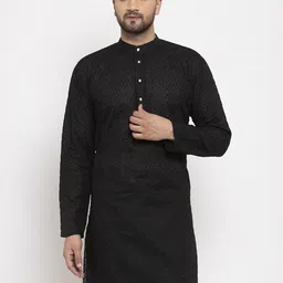 Jompers Men Black Embroidered Thread Work Kurta-picture-11