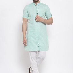 KLOTTHE Men Green Solid Kurta-image-48