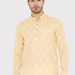 Maharaja Ethnic Motifs Woven Designed Mandarin Collar Linen Straight Kurta-picture-45
