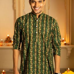 Shasak Floral Embroidered Mnadarin Collar Cotton Thread Work Kurta-picture-13