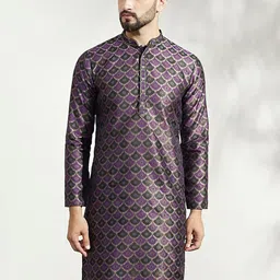 KISAH Ethnic Motifs Woven Design Mandarin Collar Kurta-picture-22