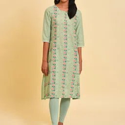 W Floral Printed Pure Cotton Straight Kurta-picture-43