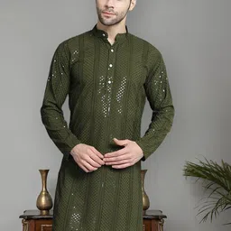 Jompers Men Embroidered Flared Sleeves Thread Work Kurta-picture-50