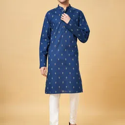 indus route by Pantaloons Men Dyed Flared Sleeves Thread Work Kurta-image-59