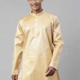 TATTVA Men Beige Woven Design Kurta-image-83
