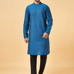 indus route by Pantaloons Dyed Mandarin Collar Regular Kurta-picture-34