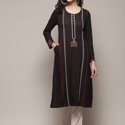 Biba Striped Round Neck Kurta-picture-17