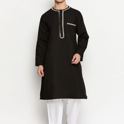 NABIA Men Embroidered Keyhole Neck Flared Sleeves Thread Work Kurta-16