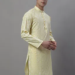 Anouk Yellow Mandarin Collar Floral Printed Kurta-image-24