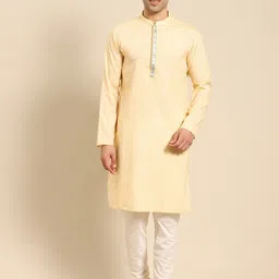 Amodh by Kisah Men Yellow Flared Sleeves Thread Work Kurta-image-55