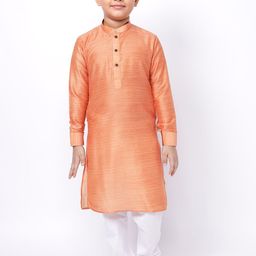 NAMASKAR Boys Solid Silk Blend Kurta-image-35