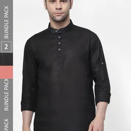 allan peter Pack of 2 Mandarin Collar Cotton Kurtas-image-86