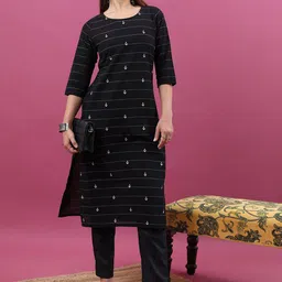 Vishudh Floral Embroidered Pure Cotton Straight Kurta-picture-36