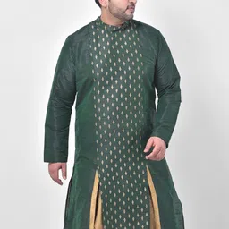 DEYANN PLUS Men Green Geometric Kurta-51