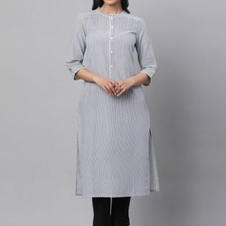 AURELIA Striped Pure Cotton Straight Kurta-image-77