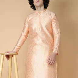 NAMASKAR Ethnic Motifs Woven Design Mandarin Collar Kurta-picture-47