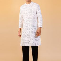 Tilohri Floral Printed Mandarin Collar Mirror Work Pure Cotton Straight Kurta-image-52