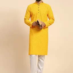 Rawayi Men Geometric Thread Work Kurta-picture-14