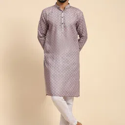 Rawayi Men Geometric Thread Work Kurta-image-33
