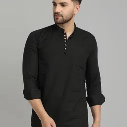 Majestic Mandarin Collar Straight Short Pure Cotton Kurta-image-99