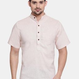 Enchanted Drapes Band Collar Short Sleeves Pure Cotton Short Kurta-image-56
