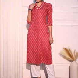 KALINI Ethnic Motifs Printed Straight Pure Cotton Kurta-26