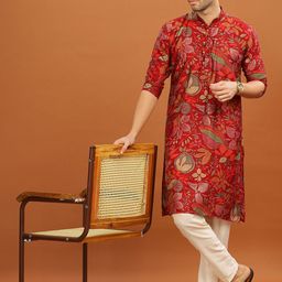 Anouk Mandarin Collar Floral Printed Straight Kurta-13
