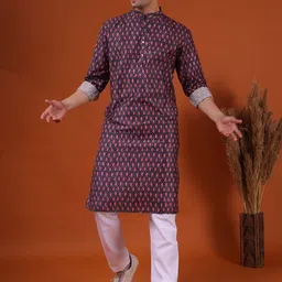 SHIWAM ETHNIX Ethnic Motifs Printed Pure Silk Kurta-image-15