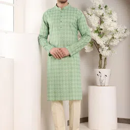 MULTI SHADES Men Ethnic Motifs Printed Thread Work Kurta-image-45