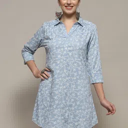 Biba Floral Printed Shirt Collar Straight Kurta-image-55