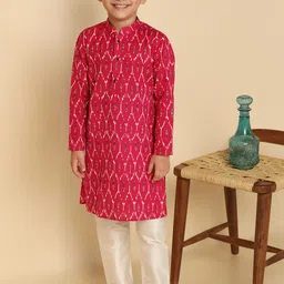 KISAH Boys Abstract Printed Mandarin Collar Pure Cotton Straight Kurta-picture-9