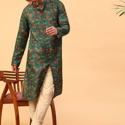 TABARD Mandarin Collar Conversational Printed Cotton Kurta-image-40