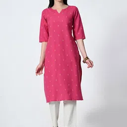 AMBI Geometric Printed Notch Neck Straight Kurta-18