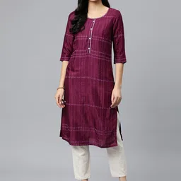 AURELIA Geometric Printed Thread Work Kurta image 1