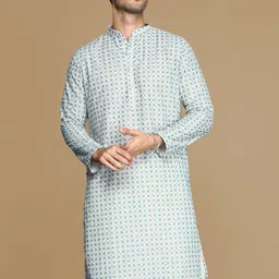 Sanwara Geometric Printed Mandarin Collar Sequined Kurta-picture-4