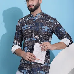 Jompers Abstract Printed Corduroy Short Kurta-1