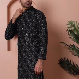 Jompers Men Geometric Printed Thread Work Kurta-43
