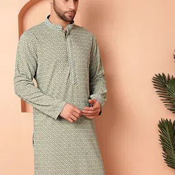 Jompers Geometric Embroidered Mandarin Collar Long Sleeves Thread Work Straight Kurta-image-82