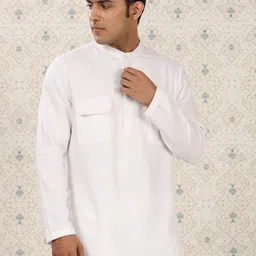 Ode by House of Pataudi Band Collar Pure Cotton short Kurta-picture-40