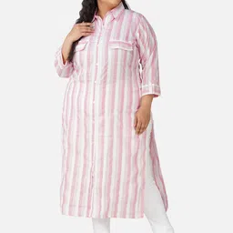 AnjuShree Choice Plus Size Striped Cotton Straight Kurta-5